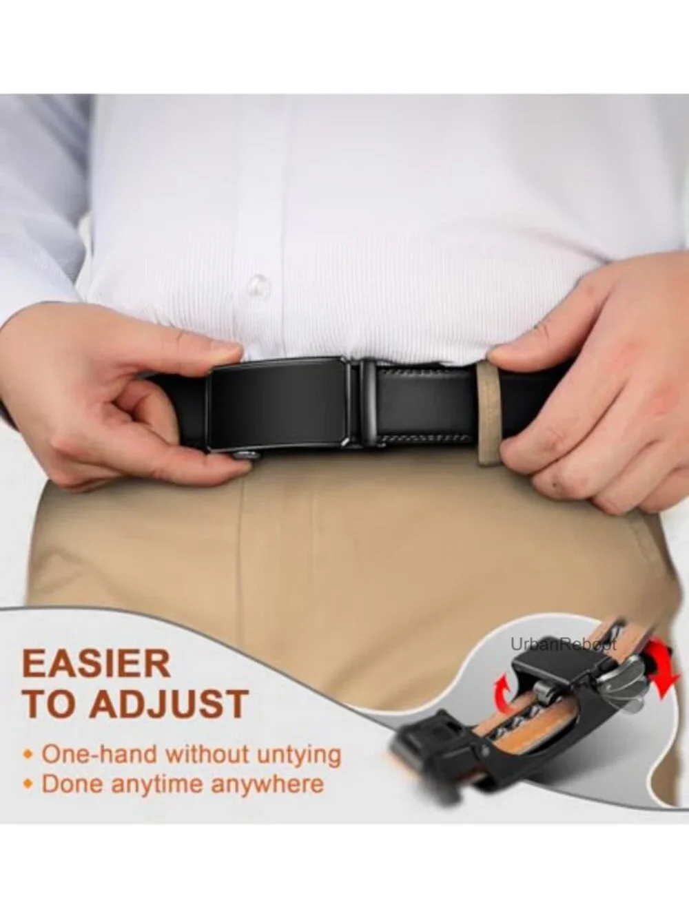 Men's Ratchet Leather Belt 2-Pack Trimmable 1 3/8